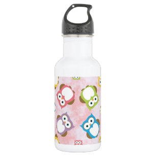 Botella De Agua Búhos Lindos, Patrón de Búhos, Búhos Coloridos, Bú