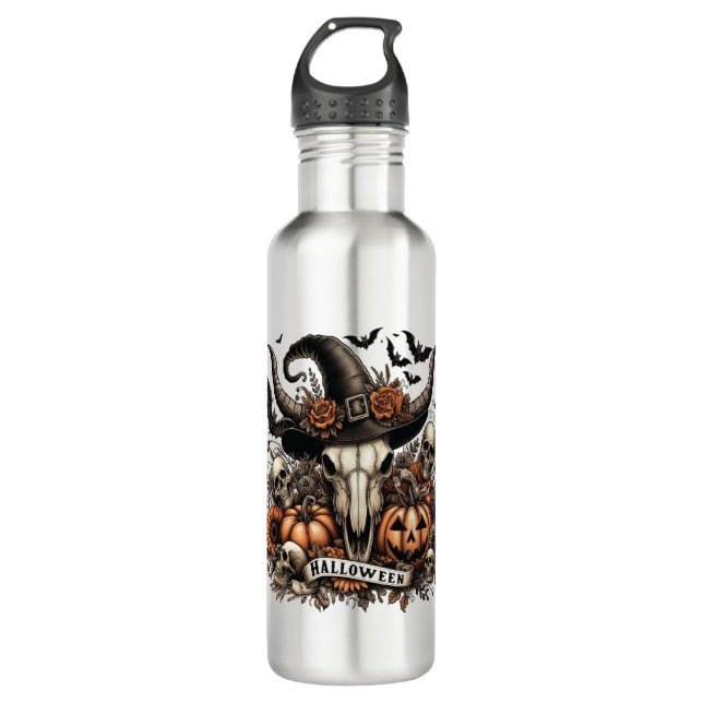 Botella De Agua Bull Skull Halloween Cow (Anverso)