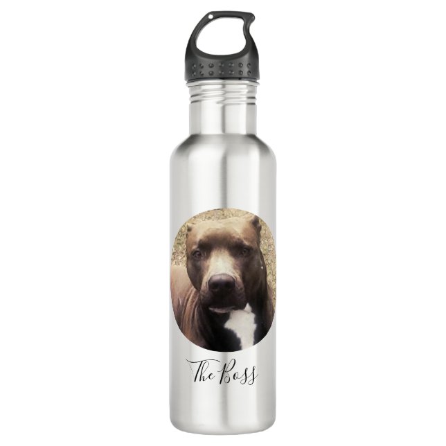 Botella De Agua Bulldog de foto Mascota Personalizado (Anverso)