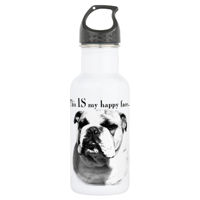 Botella De Agua Bulldog Feliz Cara (Anverso)