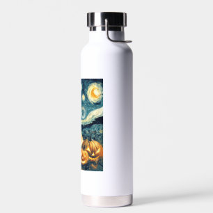 Botella De Agua Bulldog Francés de la noche estrellada de Van Gogh