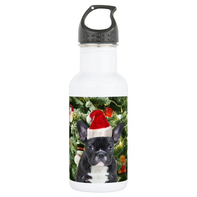 Botella De Agua Bulldog francés Ornamenta árbol de Navidad Snowman (Anverso)