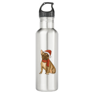 Botella De Agua Bulldog francés Santa Hat - Navidades divertidos