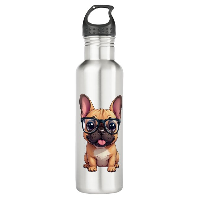 Botella De Agua Bulldog francés vistiendo gafas (Anverso)