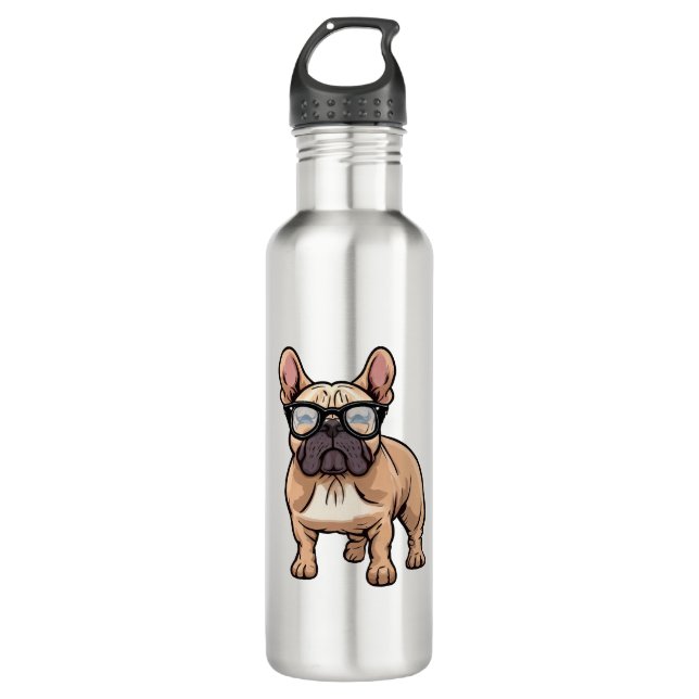 Botella De Agua Bulldog francés vistiendo gafas (Anverso)