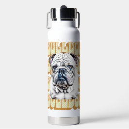 Botella De Agua Bulldog inglés con fuente retro