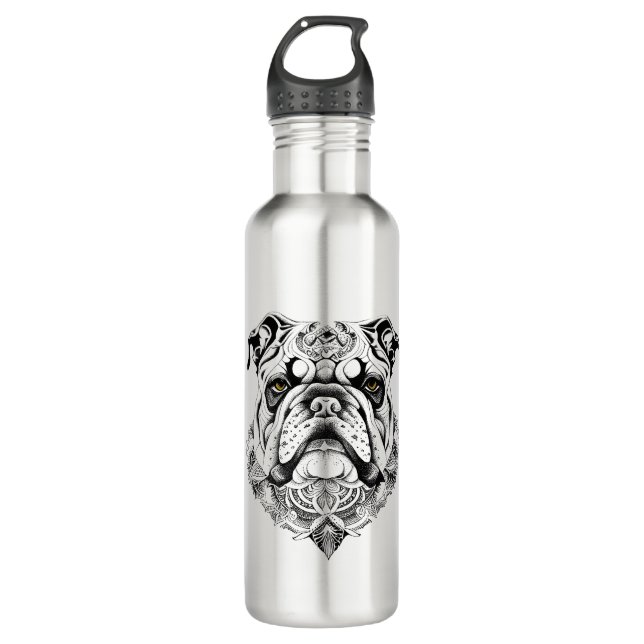 Botella De Agua Bulldog inglés Mascota Animal Nature Ilustracion A (Anverso)