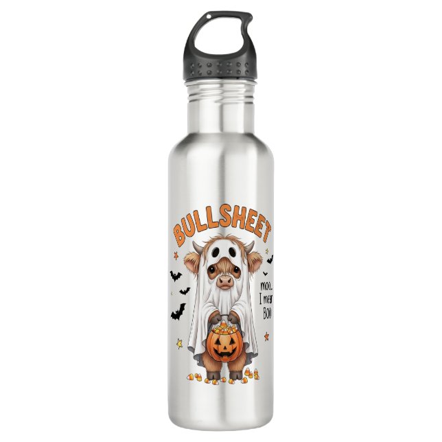 Botella De Agua Bullsheet Highland Cow Funny Ghost (Anverso)