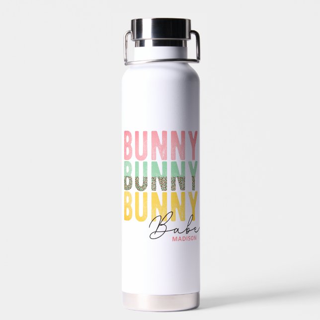 Botella De Agua Bunny Babe Cute Moderna Girly Easter Personalizada (Atrás)