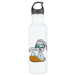 Botella De Agua Bunny como Snowboarder con Snowboard