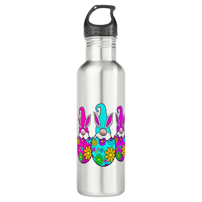 Botella De Agua Bunny Gnome Hug Easter Cacería de Huevos Feliz Pas (Anverso)