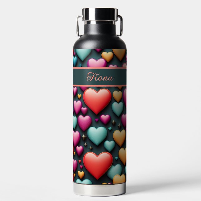 Botella De Agua Bunte 3D Herzen Muster (Delantero)