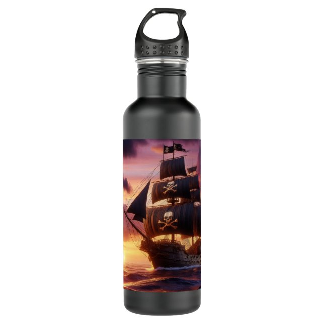Botella De Agua Buque pirata al amanecer (Anverso)