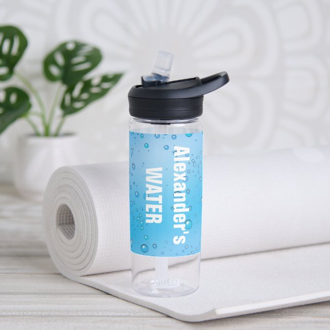 Botella De Agua Burbujas acuáticas azules y claras personalizadas (Yoga)