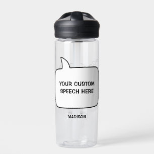 Botella De Agua Burbujas de texto y discurso de color personalizad