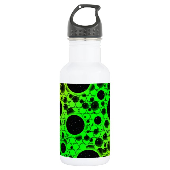 Botella De Agua Burbujas Espaciales de Manchas - Verde/Lima (Anverso)