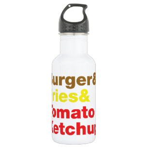 Botella De Agua Burger & Fries & Tomate Ketchup.