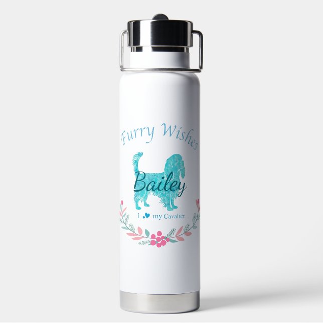 Botella De Agua Caballete de Cavalier azul pastel personalizado de (Reverso)