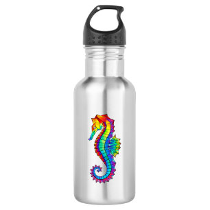 Botella De Agua Caballito de mar poligonal arcoíris