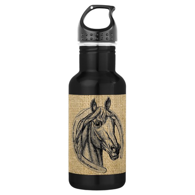 Botella De Agua Caballo Cameo en Burlap (Anverso)