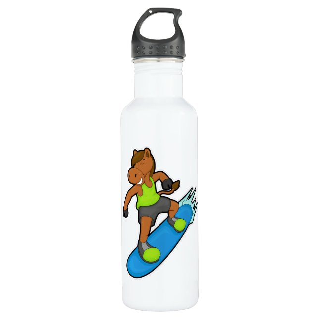 Botella De Agua Caballo con Snowboard (Anverso)