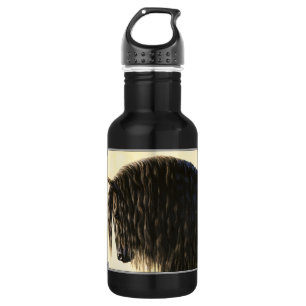 Botella De Agua Caballo de Borrador Friesiano Negro