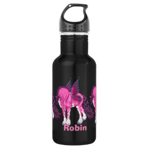 Botella De Agua Caballo de Fantasía Clydesdale Rosa Hada