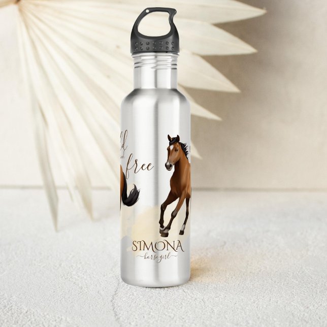 Botella De Agua Caballo de Mustang salvaje y caballo libre persona (Mustang horse themed gifts personalized name water bottles)