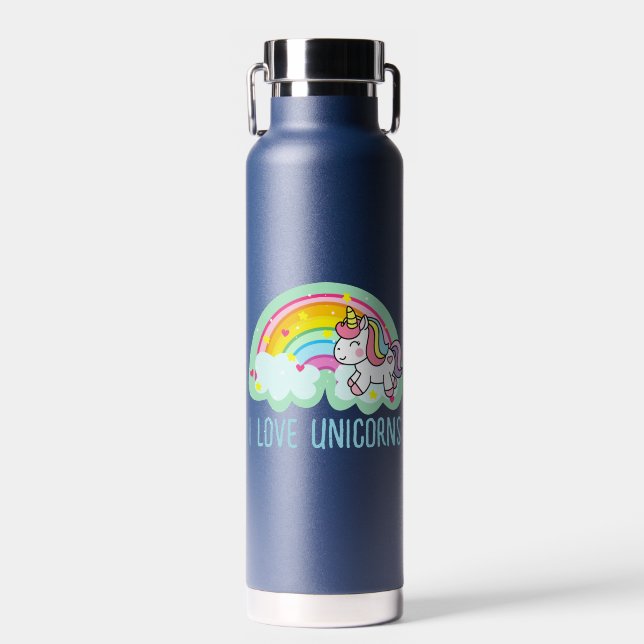 Botella De Agua Caballo de unicornio con Personalizado arcoiris 24 (Delantero)
