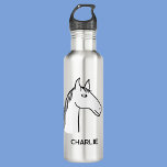 Botella De Agua Caballo divertido personalizado<br><div class="desc">Un divertido diseño de caballo personalizado para los amantes de los animales,  los caballos y la equitación. Cambie el nombre a personalizar.</div>