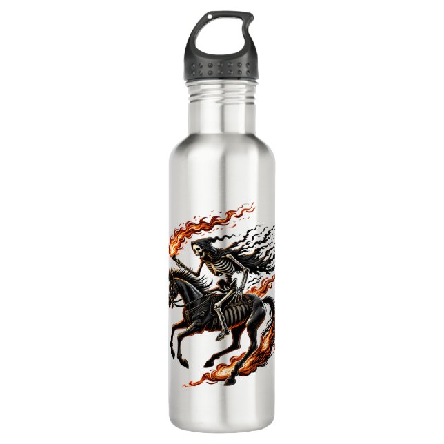 Botella De Agua Caballo florido de los jinetes de los esqueletos (Anverso)
