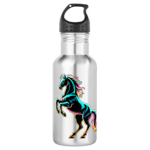 Botella De Agua Caballo Luz de Neón Glitch Estilo Retro