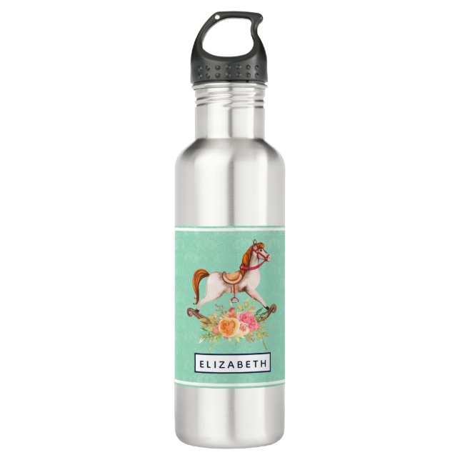 Botella De Agua Caballo rocoso vintage con Bouquet floral (Anverso)