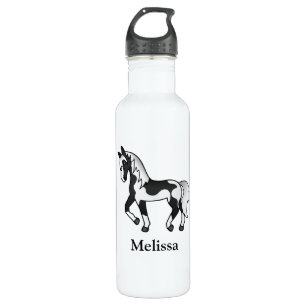 Botella De Agua Caballo y nombre personalizado del Personalizado d