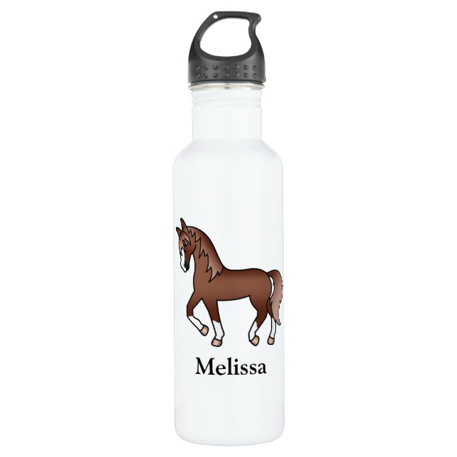 Botella De Agua Caballo y nombre personalizado del Personalizado d (Anverso)