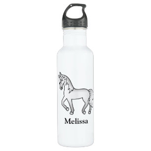 Botella De Agua Caballo y nombre personalizado del Personalizado g