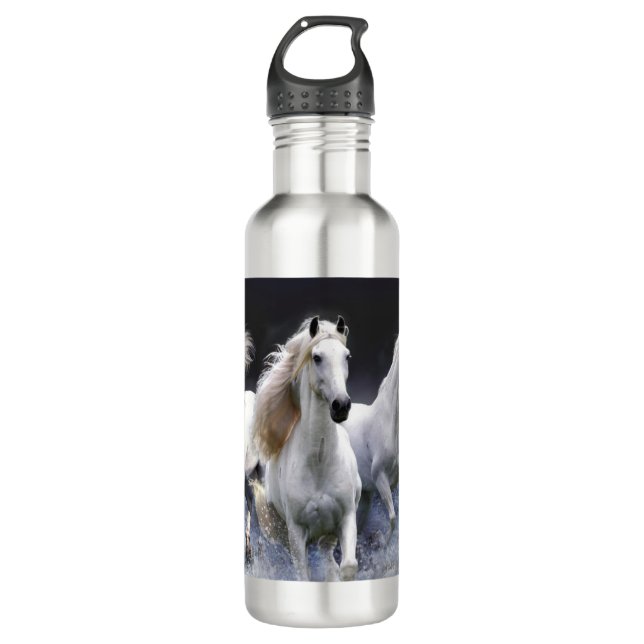 Botella De Agua Caballos corriendo lanzando almohada (Anverso)