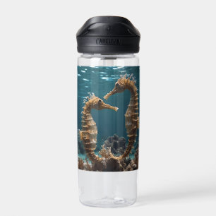 Botella De Agua Caballos De Mar Enamorados Bajo El Océano,