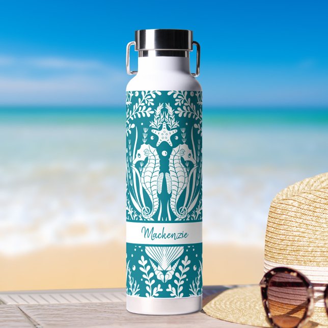 Botella De Agua Caballos de mar Vida marina Verde azulada Azul per (Subido por el creador)