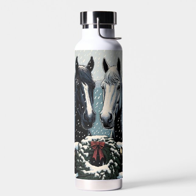 Botella De Agua Caballos festivos | Feliz Navidad (Izquierdo)