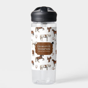 Botella De Agua Caballos Herradura Sillas de Montar Nombre Persona