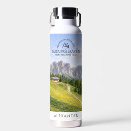 Botella De Agua Cabaña Alpina Dolomitas Acuarela Paisaje Natural