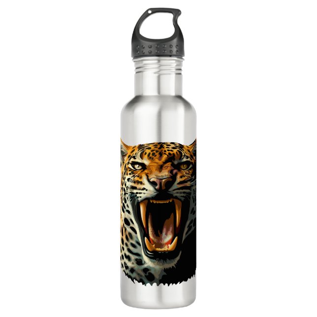 Botella De Agua Cabeza de ataque ruidosa de leopardo (Anverso)