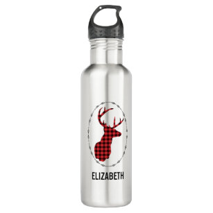 Botella De Agua Cabeza de ciervo - Rústica Placa roja
