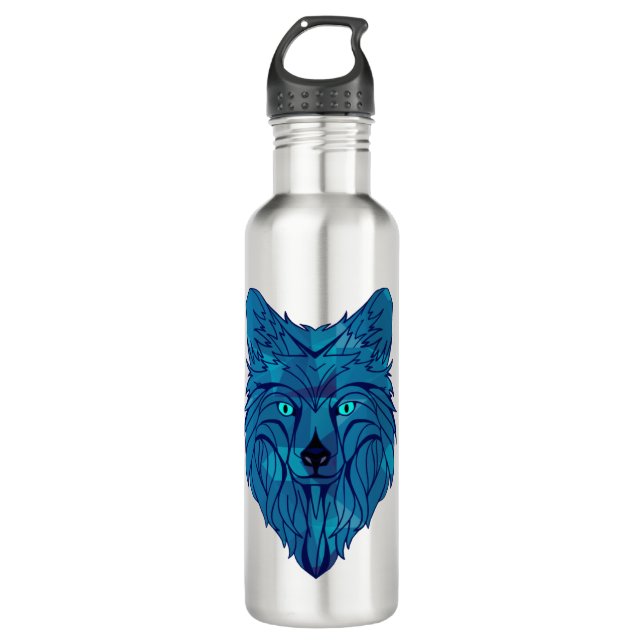 Botella De Agua Cabeza de Lobo de Polo Azul (Anverso)