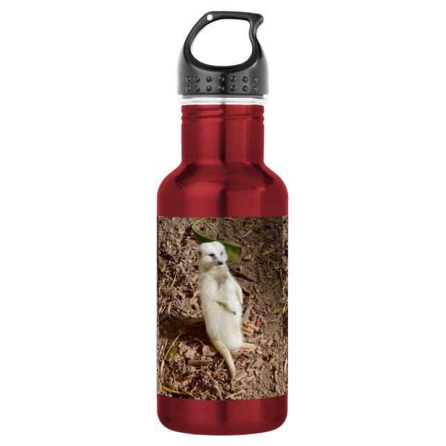 Botella De Agua Cabeza de Meerkat Blanco, (Anverso)