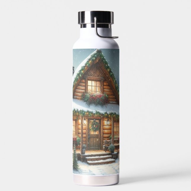 Botella De Agua Cabina de nieve Rústica de invierno/Navidades (Izquierdo)