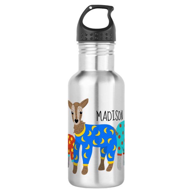 Botella De Agua Cabras con Ilustracion de pijamas personalizado (Anverso)