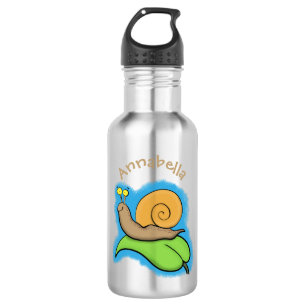 Botella De Agua Caca, caracol feliz en un ilustracion personalizad