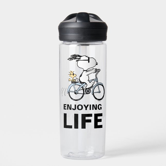 Botella De Agua Cacahuetes | Bicicleta Snoopy & Woodstock (Delante)